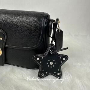 Coach Star Bag Charm In Leather/Black CFB07 NWT